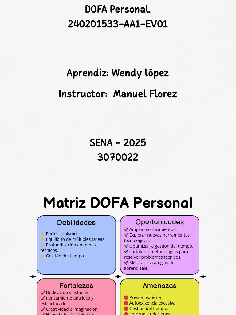 DOFA Personal y Empresarial | PDF | Análisis FODA | Ingeniería de software