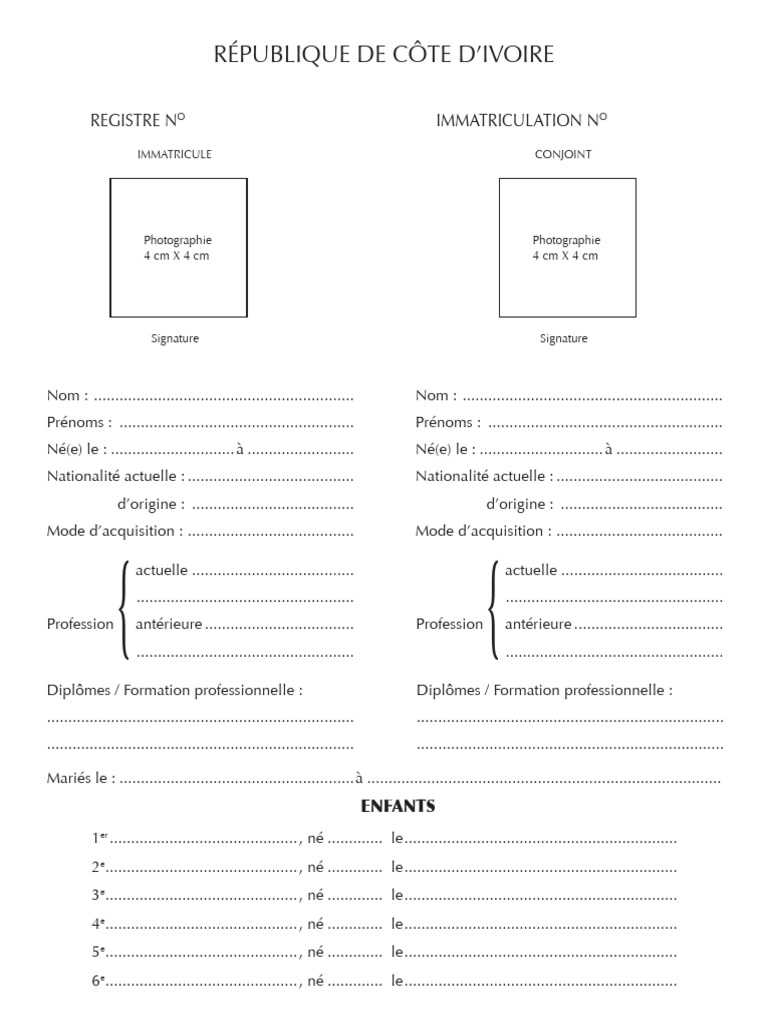 Demande de carte consulaire ivoirienne | PDF