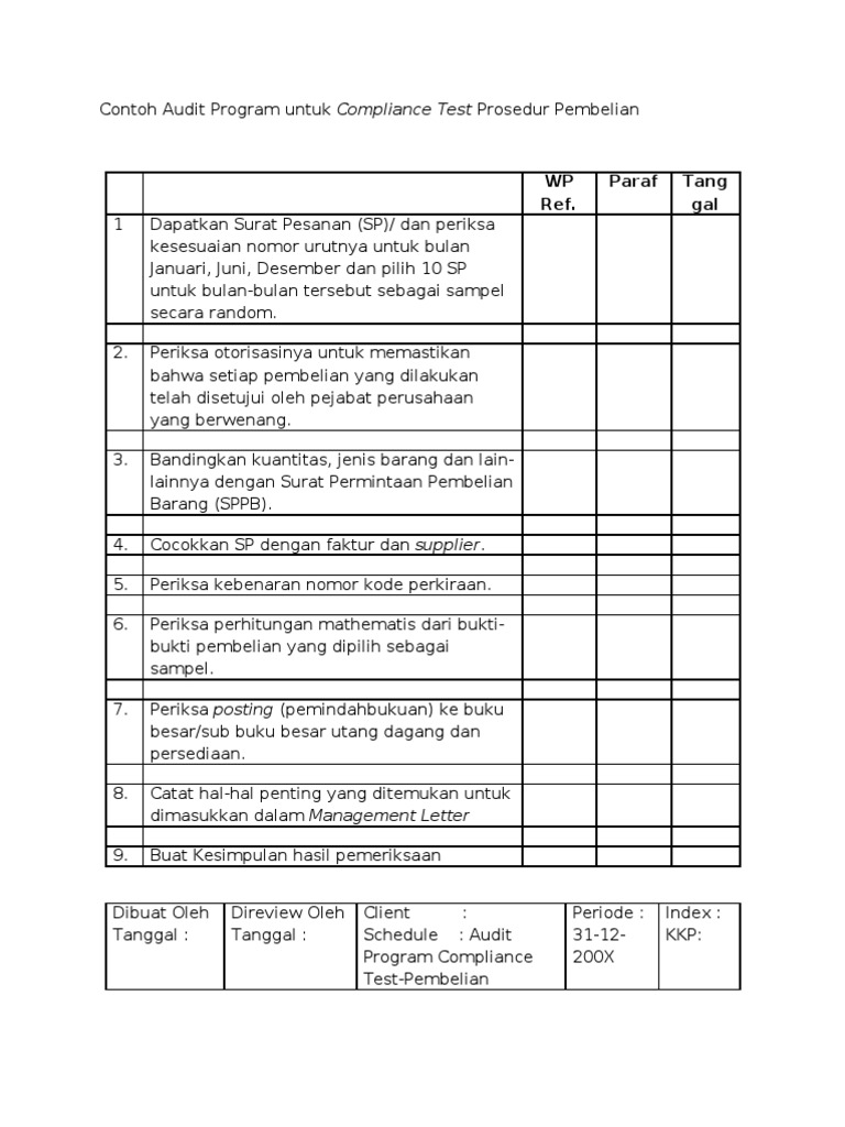 Membuat Program Kerja Audit Fungsi Keuangan Excel - IMAGESEE