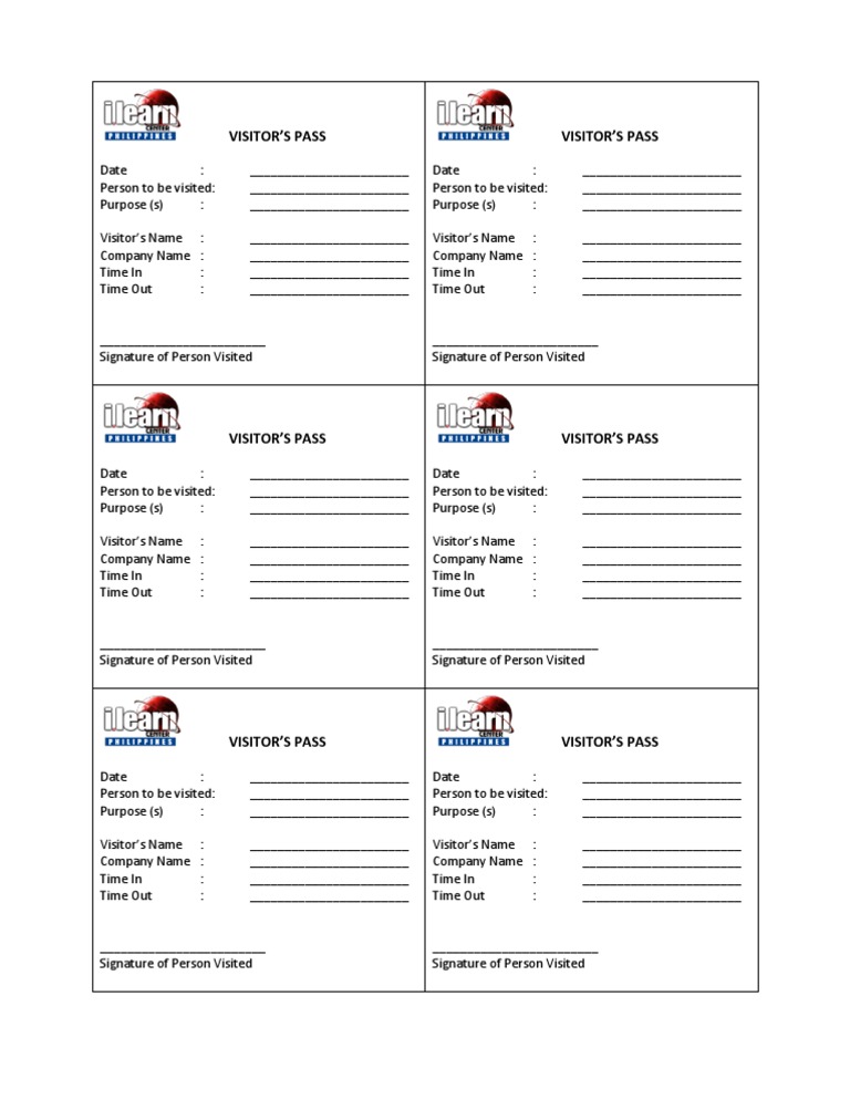 Visitor's Pass Template | PDF