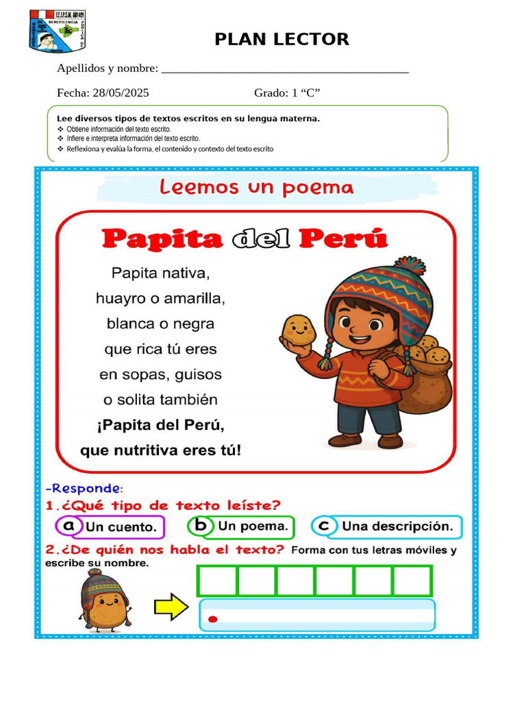 Plan Lector Leemos Un Poema Por El Dia de Papa 28-05-25 | PDF