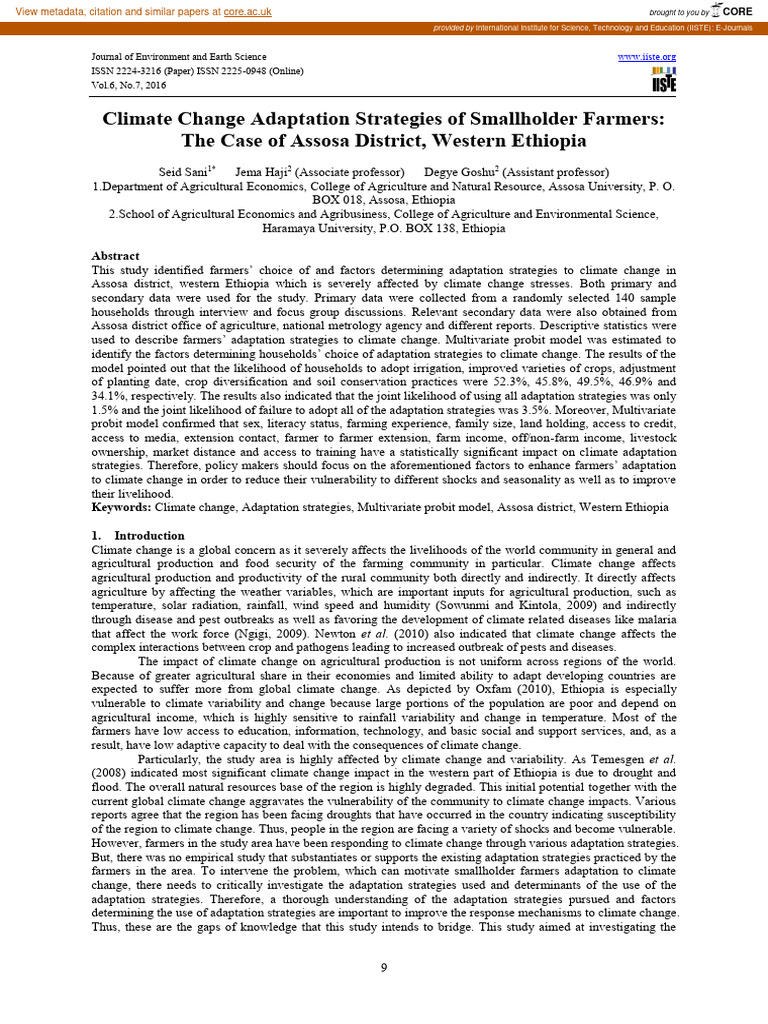 Climate Adaptation Strategies in Ethiopia | PDF | Agriculture | Climate ...
