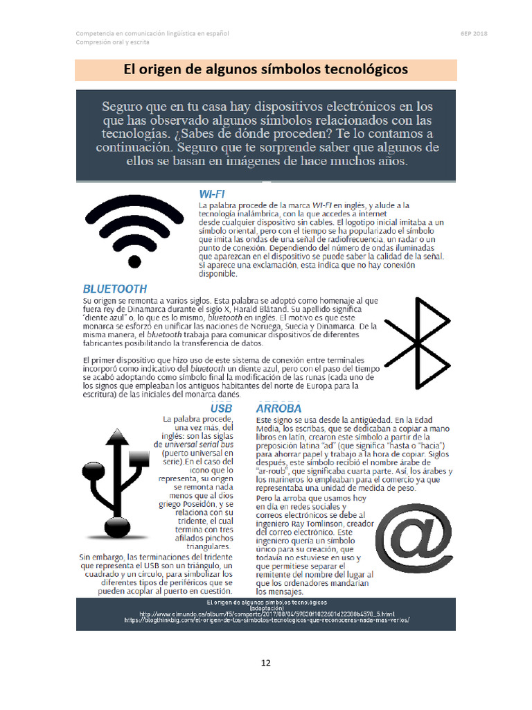 Origen y significado de símbolos tecnológicos | PDF | Bluetooth | Internet