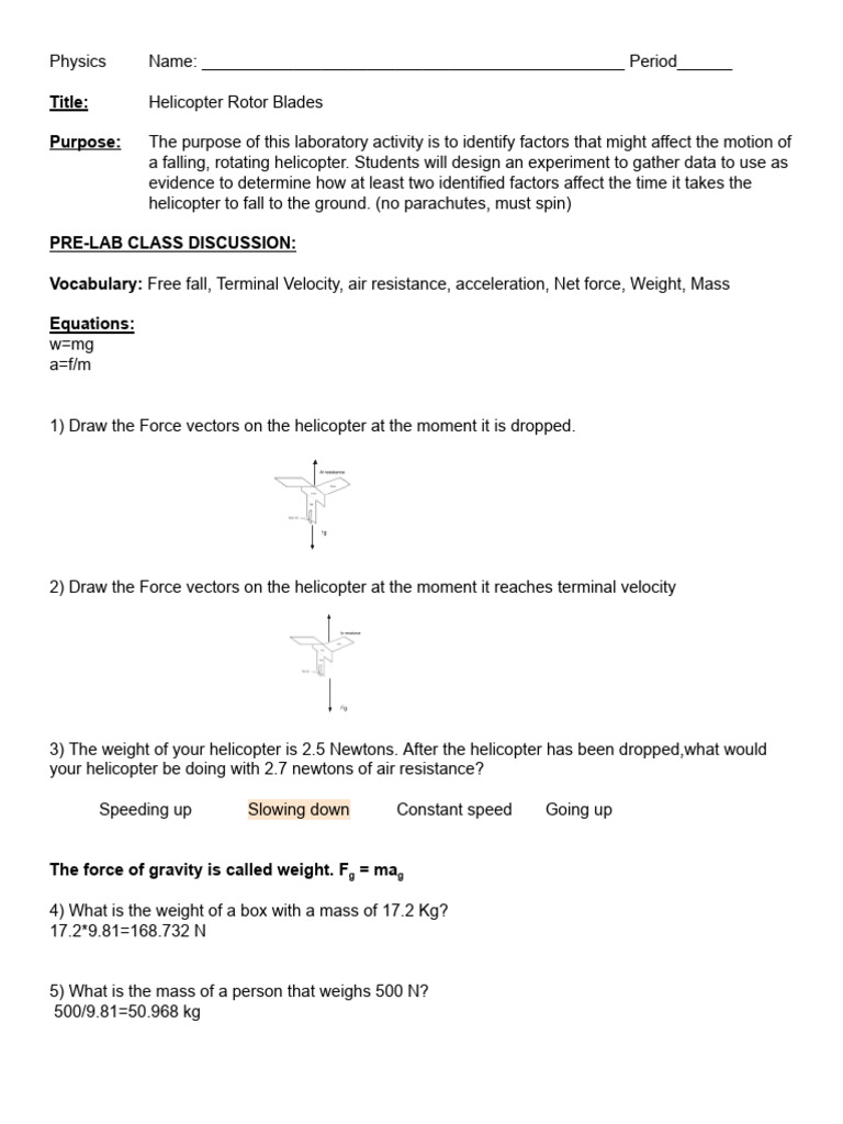 Helicopter Rotor Blades Experimental Design - 2017 | PDF | Weight | Force