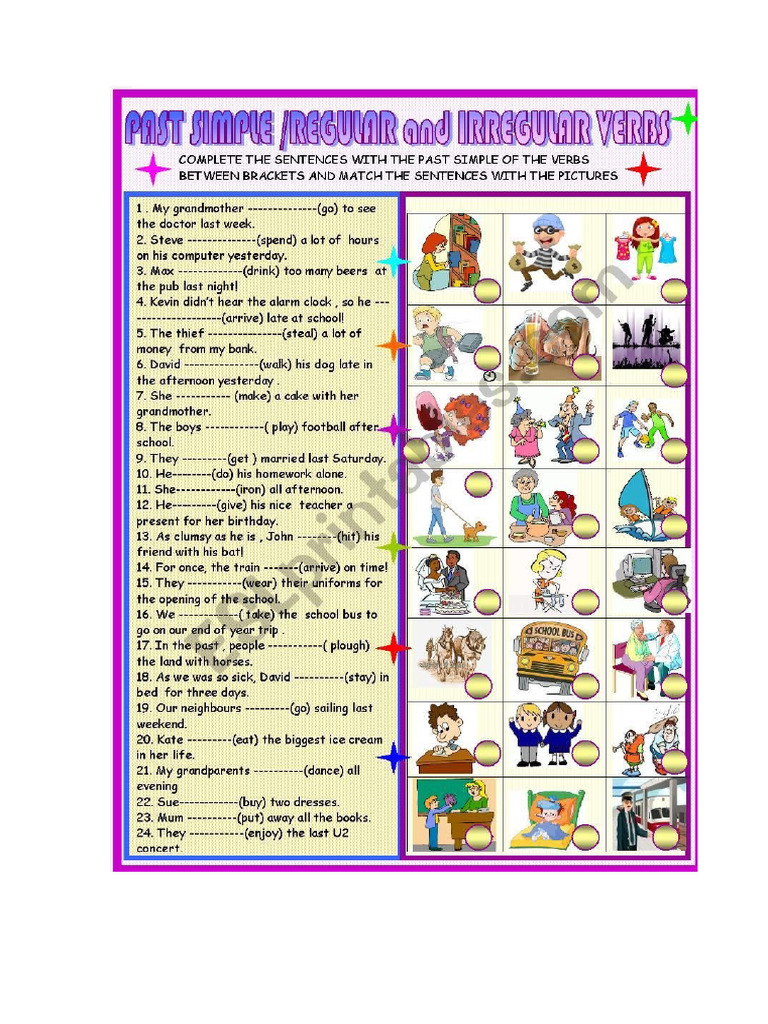 Worksheet Past Simple Regular and Irregular Verbs Affirmative Form | PDF