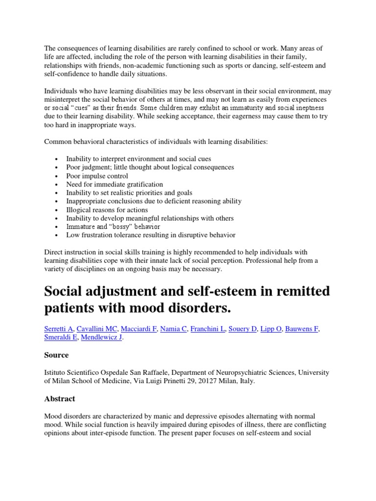 Impact of Learning Disabilities on Social Skills | PDF | Learning ...