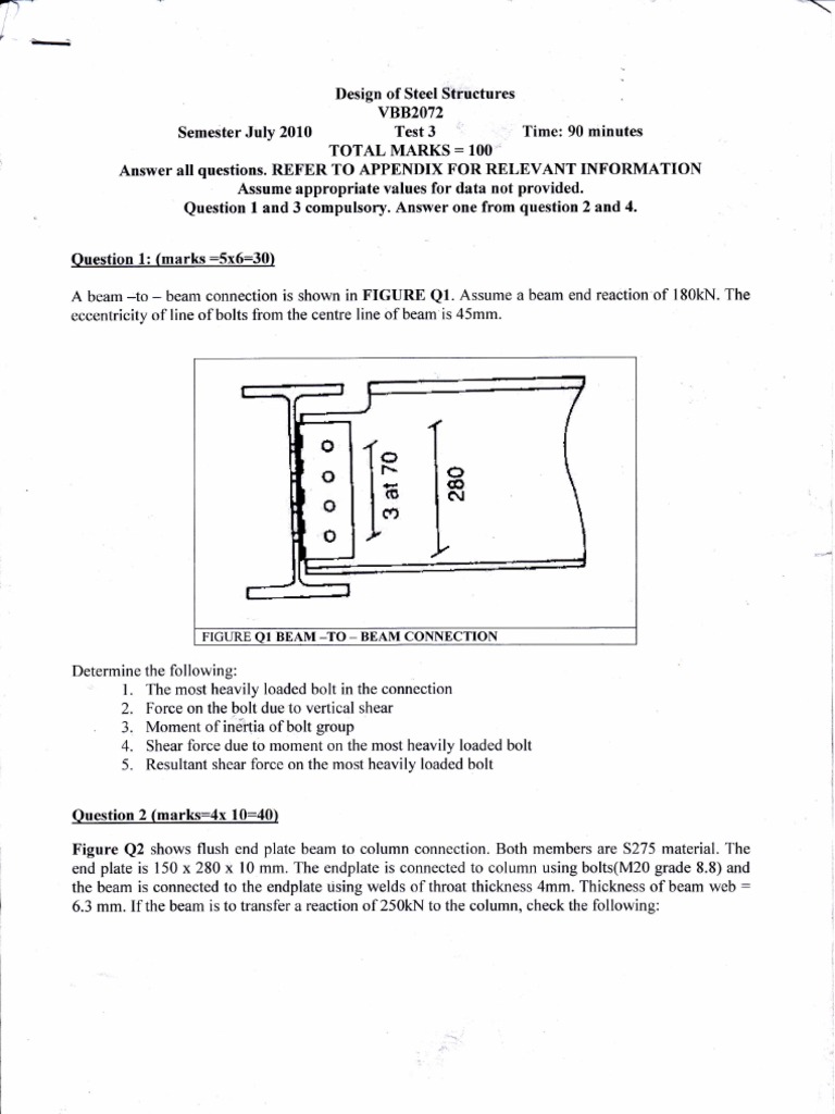 Steel Structures Test 3 Overview | PDF