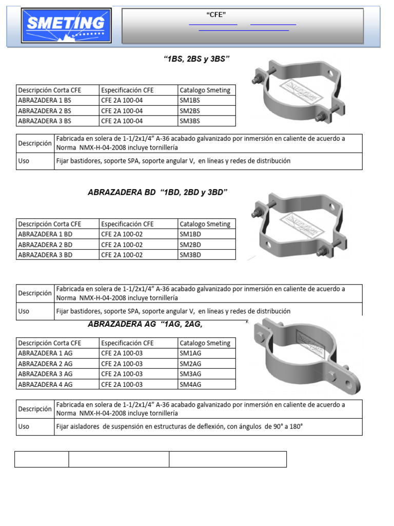 Catálogo de Abrazaderas BS y BD | PDF