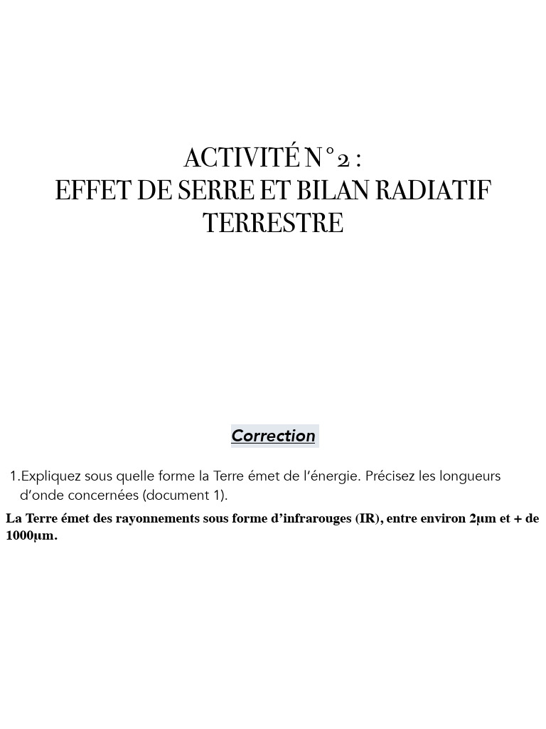 Effet de serre et bilan radiatif terrestre | PDF | Effet de serre | Gaz ...
