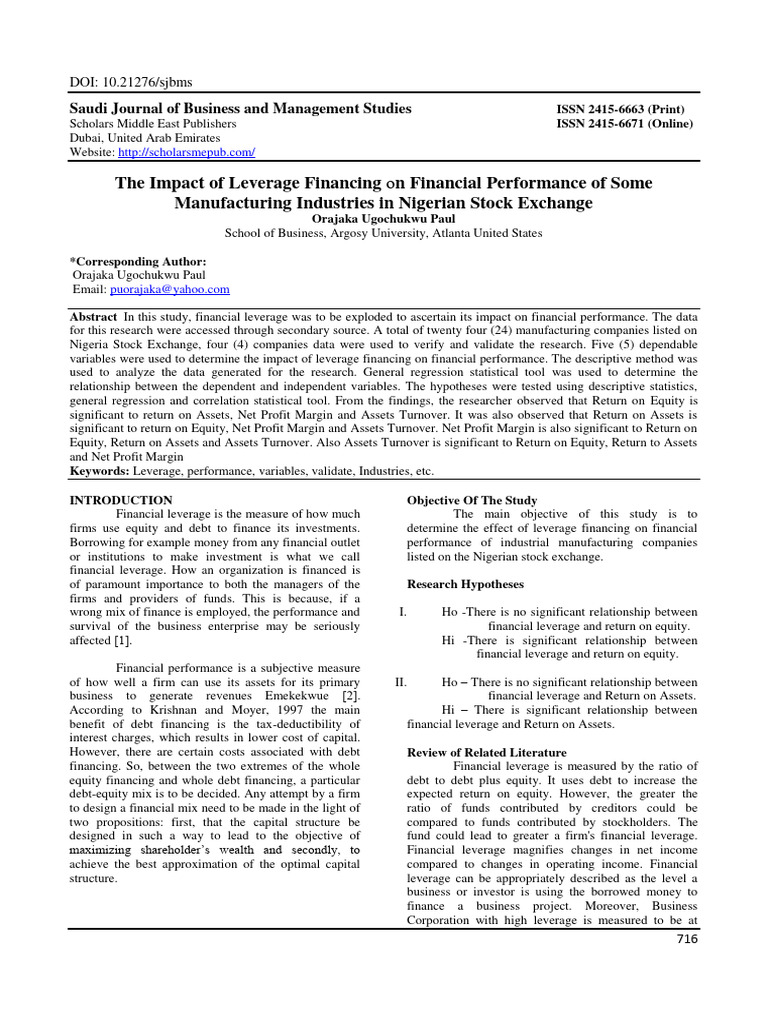 The Impact of Leverage Financing On Fina | PDF | Leverage (Finance ...