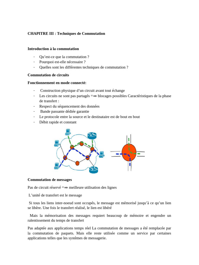 Techniques de Commutation : Circuits et Messages | PDF