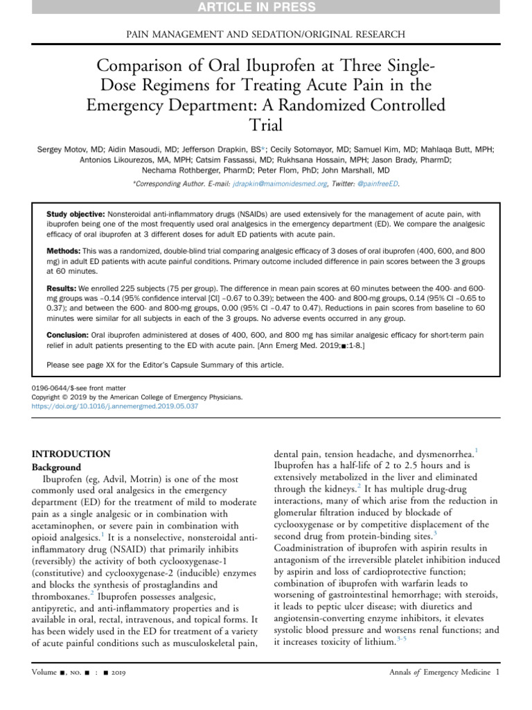 10 1016@j Annemergmed 2019 05 037 | PDF | Analgesic | Nonsteroidal Anti ...