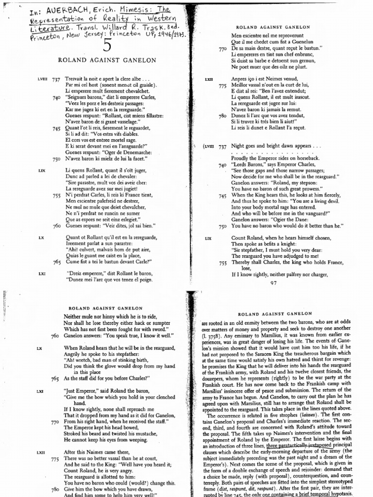 AUERBACH - Roland Against Ganelon (Parataxis) | PDF