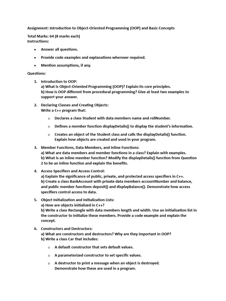 Oops Assignment 2 | PDF | Method (Computer Programming) | Class ...
