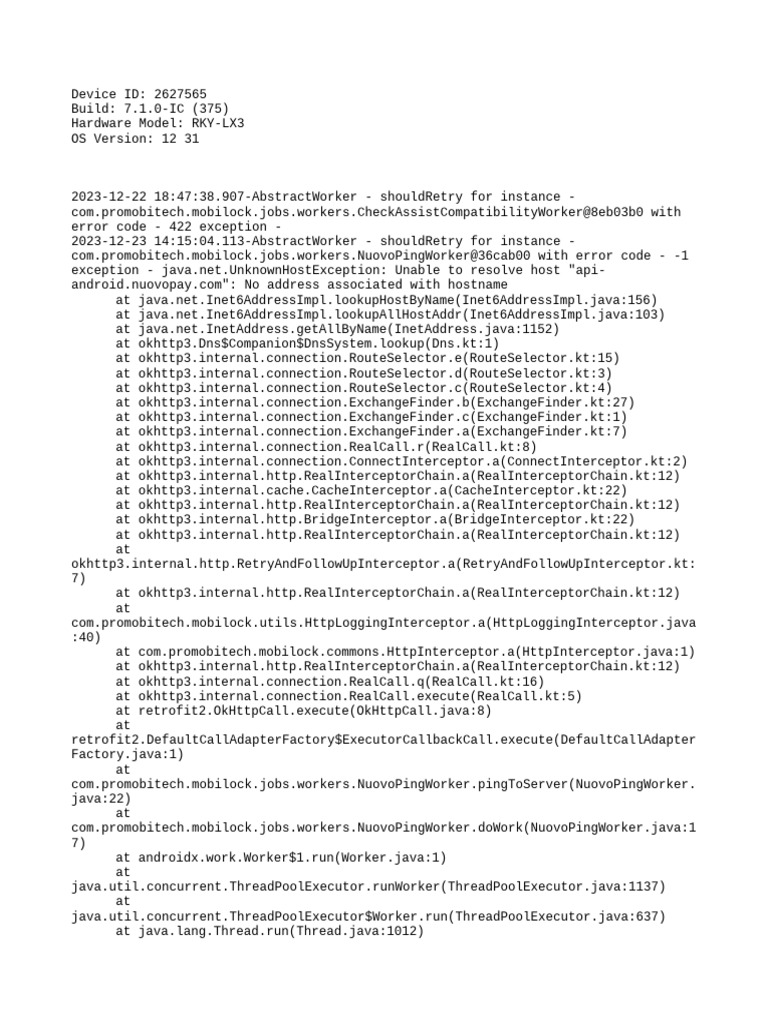 NuovoPingWorker Error Log Analysis | PDF | Domain Name System | Java ...