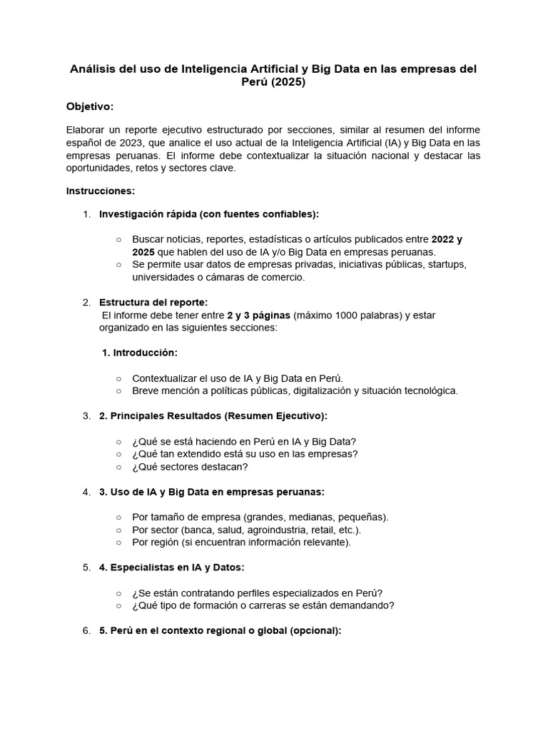 IA y Big Data en Empresas Peruanas 2025 | PDF