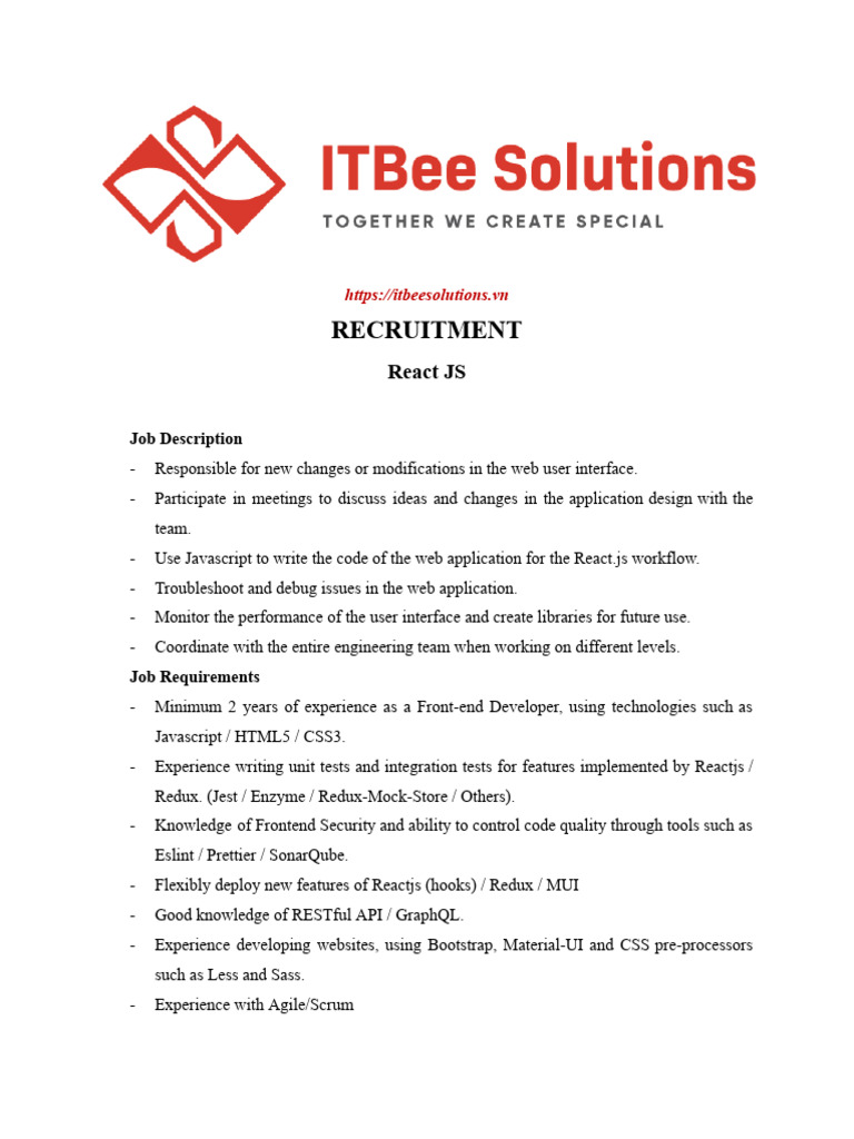 React JS - ITBee Solutions | PDF