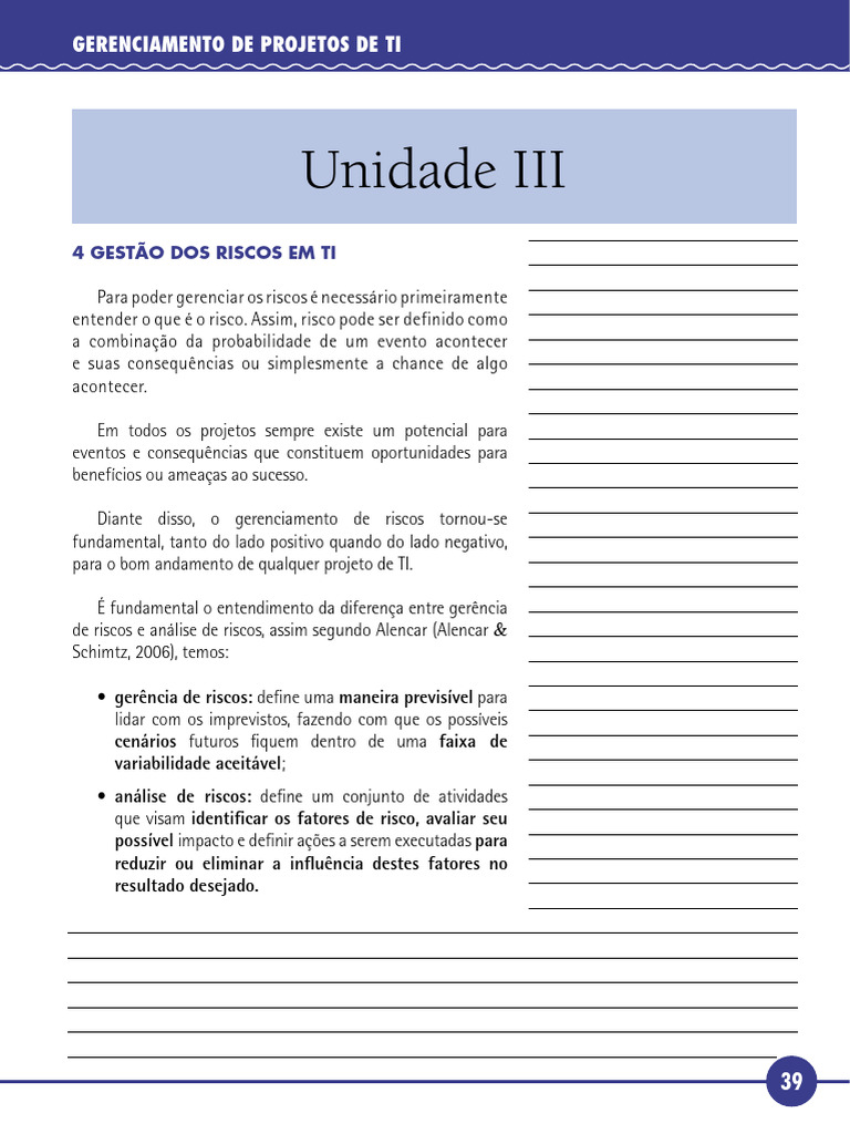 Gerenciamento de Riscos em Projetos de TI | PDF | Avaliação de risco