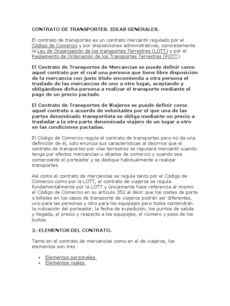 CONTRATO DE TRANSPORTES