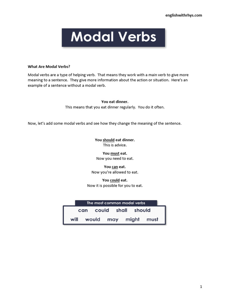 Understanding Modal Verbs in English | PDF | Language Mechanics ...