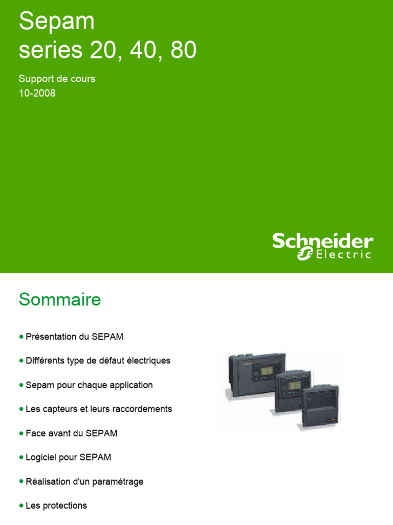 Introduction au relais Sepam série 20 | PDF | Composants électriques ...