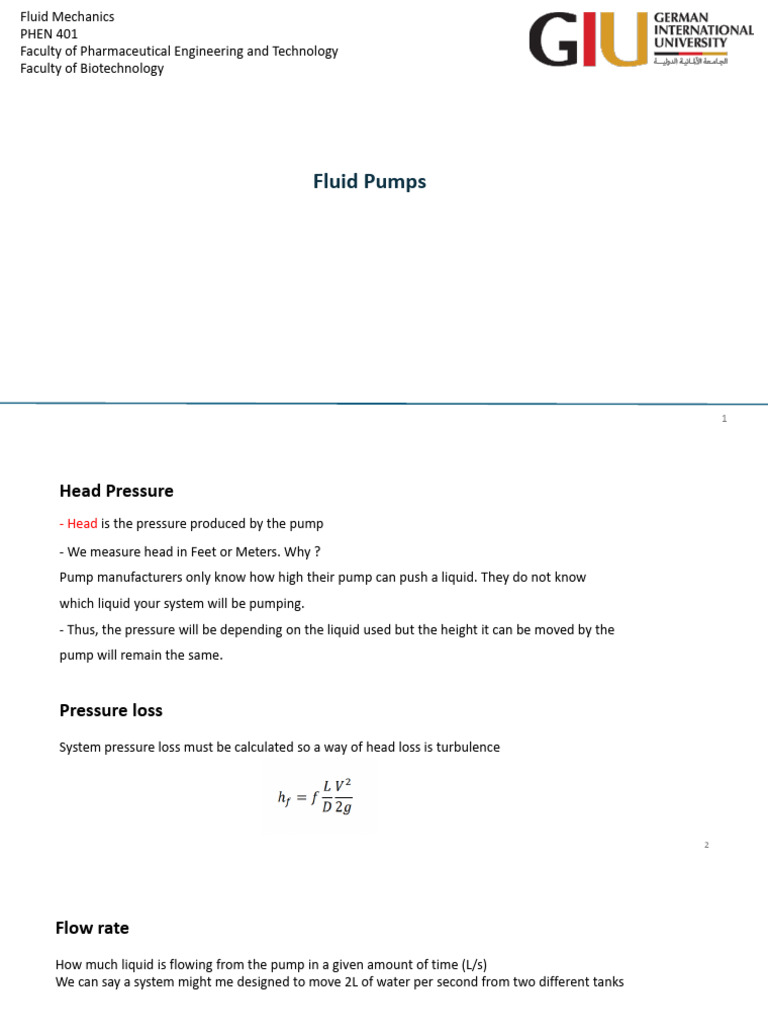 Fluid Mechanics: Pump Performance Analysis | PDF | Pump | Pressure