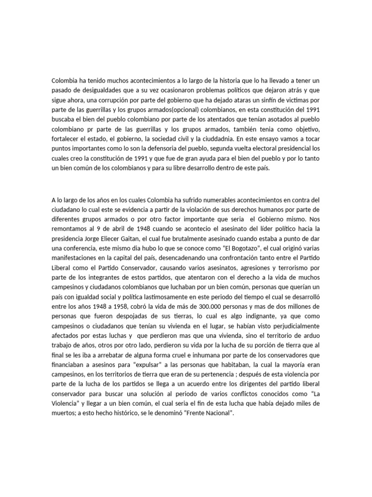 Desigualdad y Derechos en Colombia 1991 | PDF | Colombia | Derechos humanos