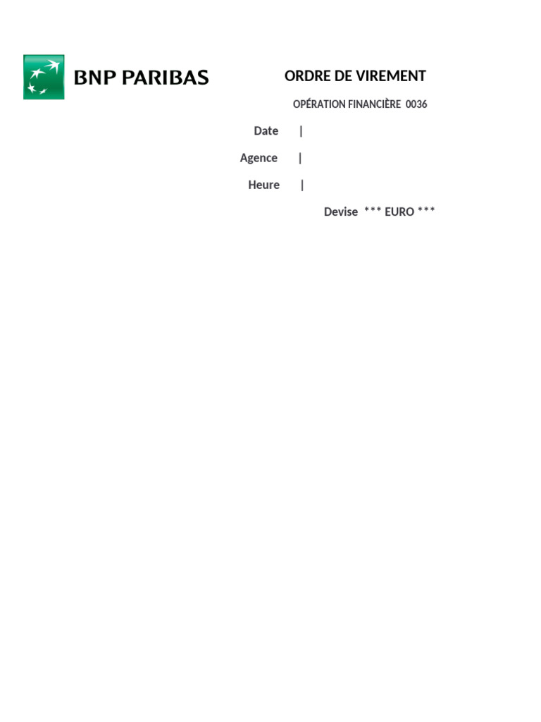 Ordre de Virement - Opération 0036 | PDF