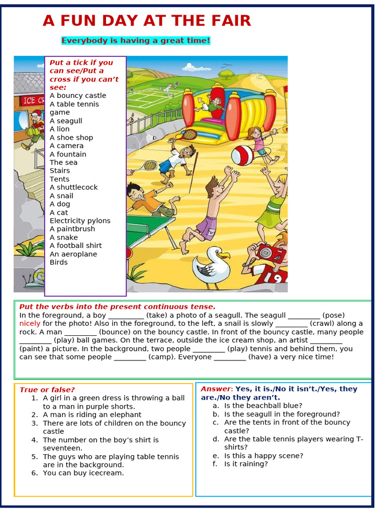 Picture Description Activities at the Fair | PDF