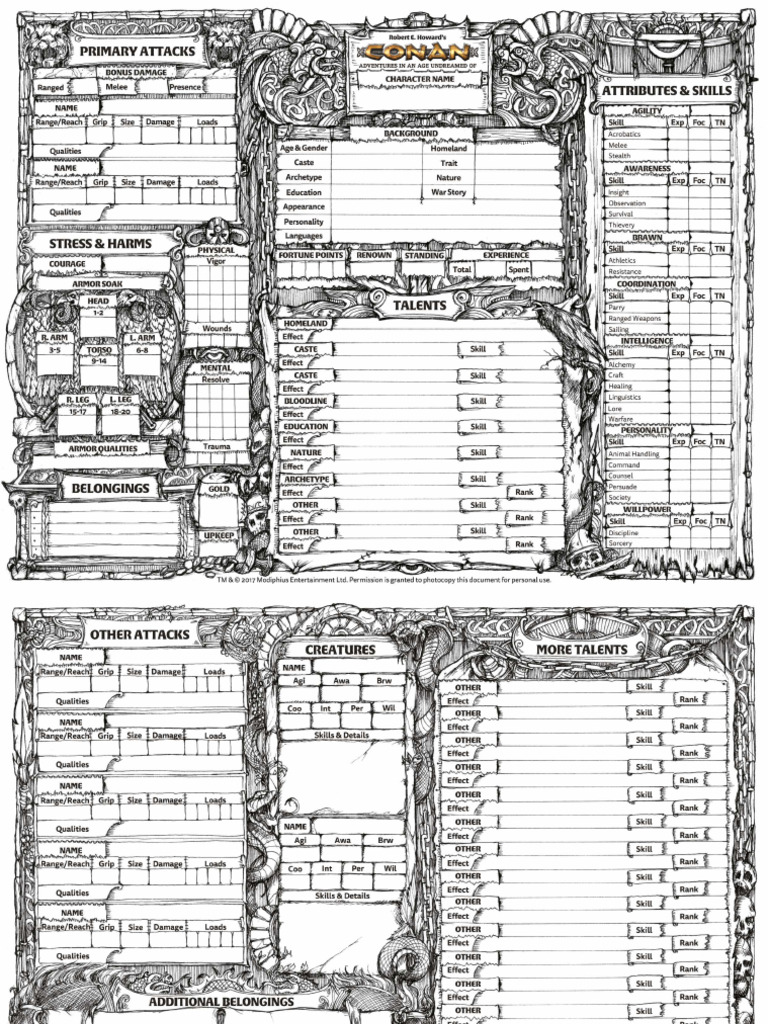 Conan Character Sheet | PDF