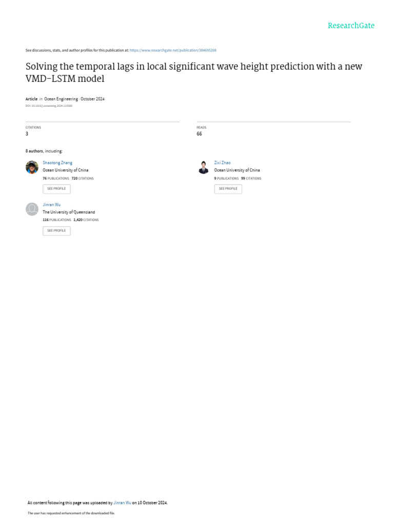 VMD-LSTM Model for Wave Height Prediction | PDF | Applied Mathematics