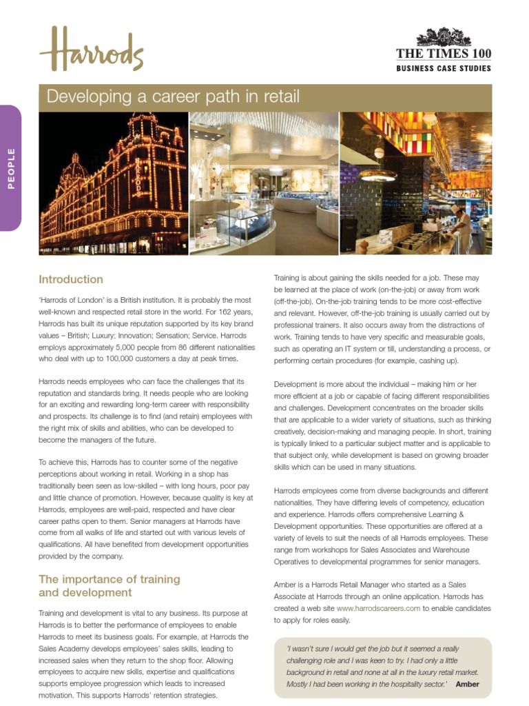 Group 1 Harrods Career Development PDF Employee Retention Retail
