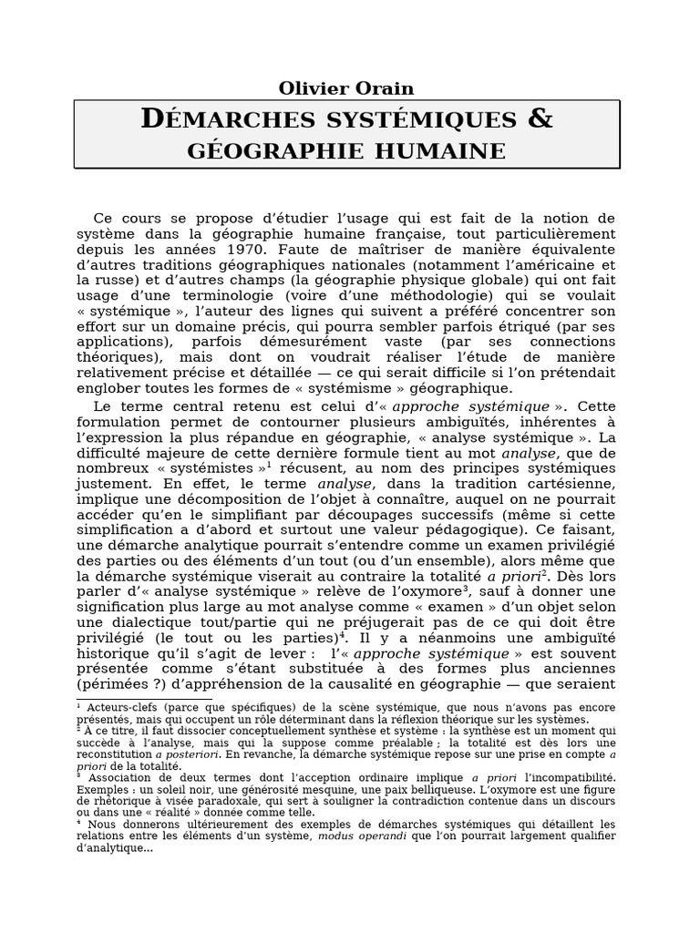 Approche systémique en géographie humaine | PDF | Géographie | Inflation