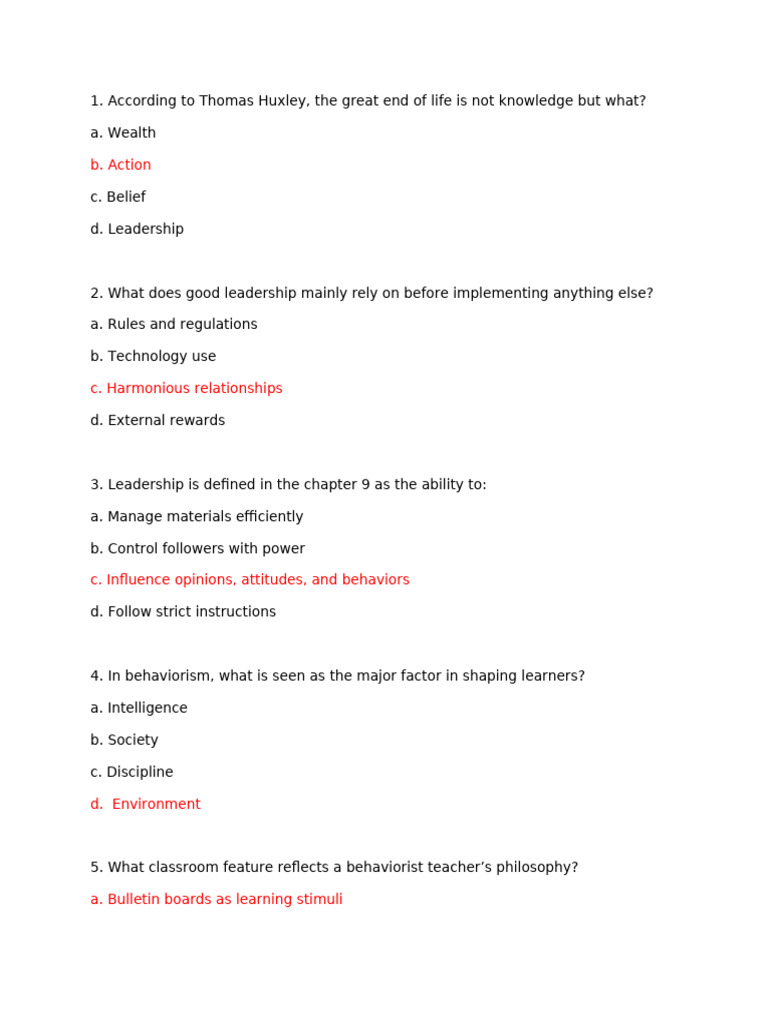 Quiz 9 12 | PDF | Leadership | Constructivism (Philosophy Of Education)