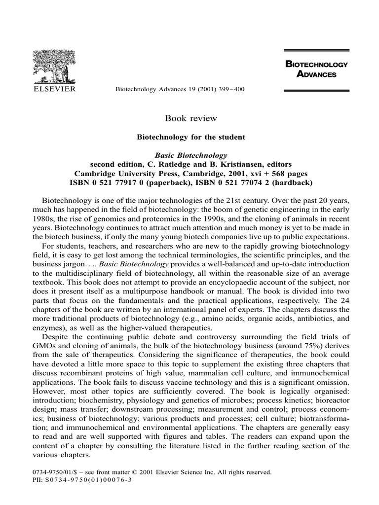 Review of Basic Biotechnology Textbook | PDF | Biotechnology ...