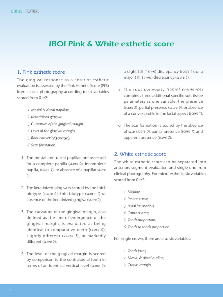 Pink and White Esthetic Scoring Guide | PDF | Dentistry | Mouth