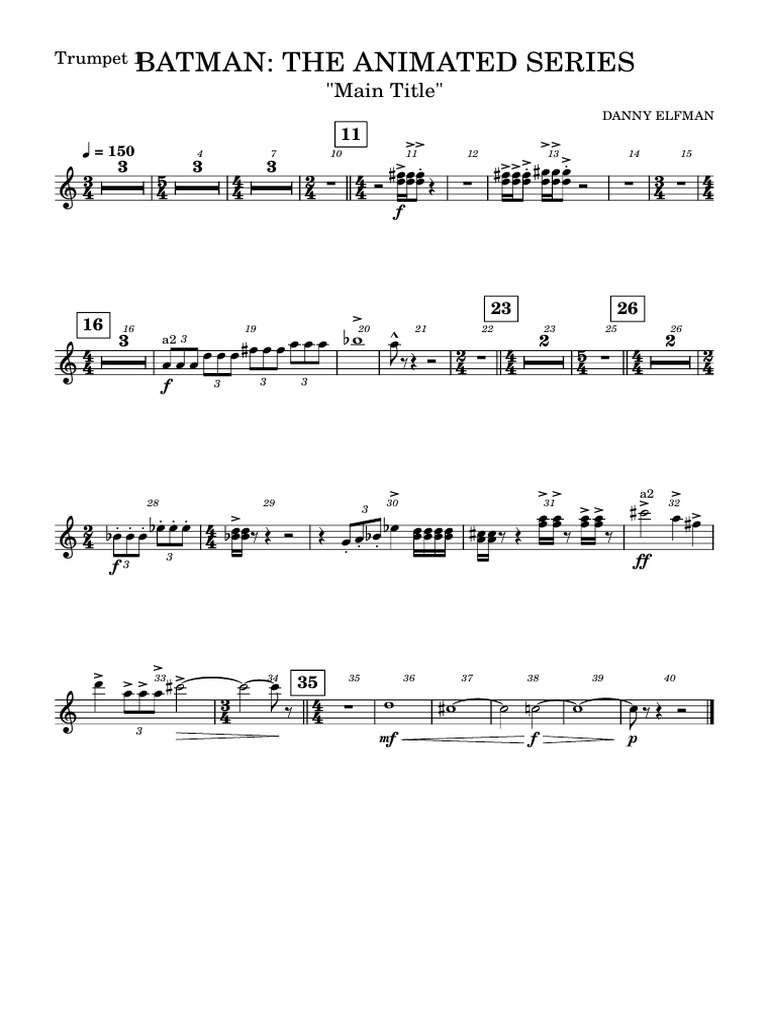 Batman Animated Series Main Title Score | PDF