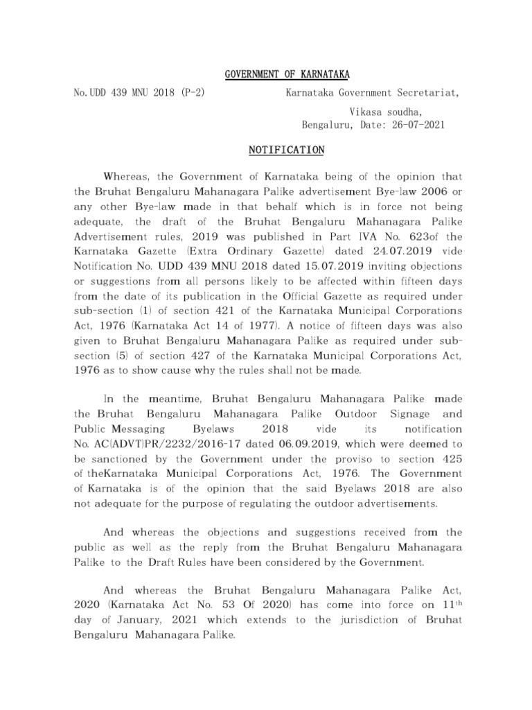BBMP Advertisement Rules 2021 | PDF | Billboard | Engineering Tolerance
