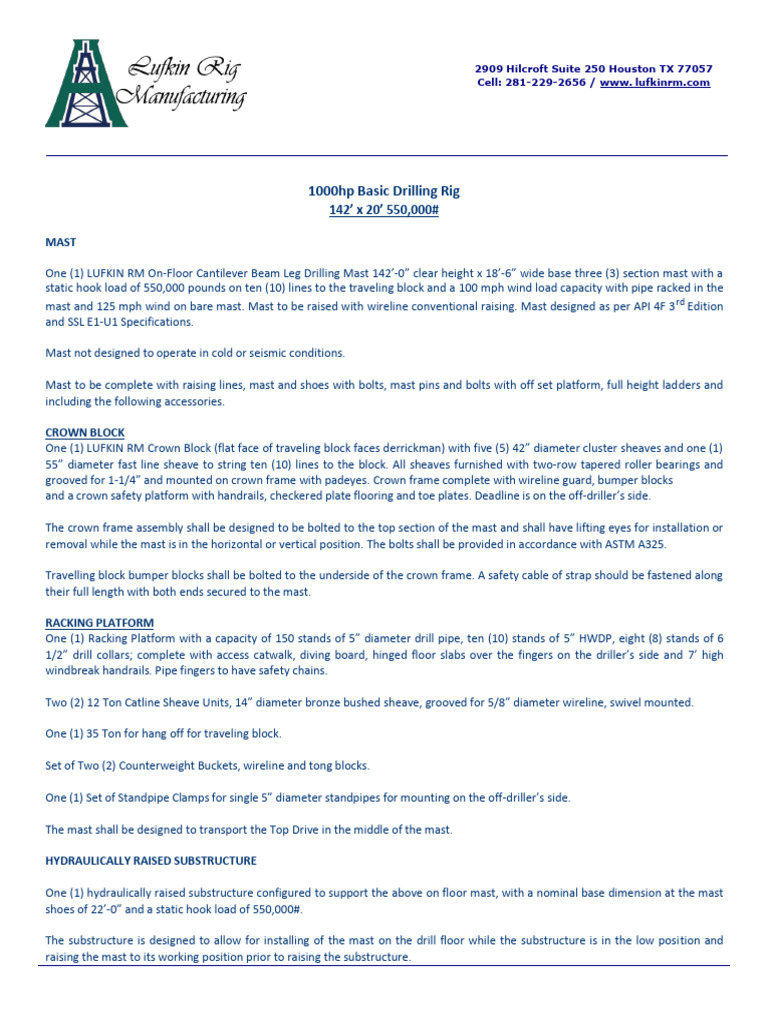 1000hp Basic Drilling Rig | PDF | Electrical Wiring | Transformer