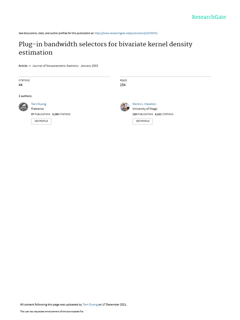 Bivariate Kernel Density Bandwidth Selection | PDF | Matrix ...