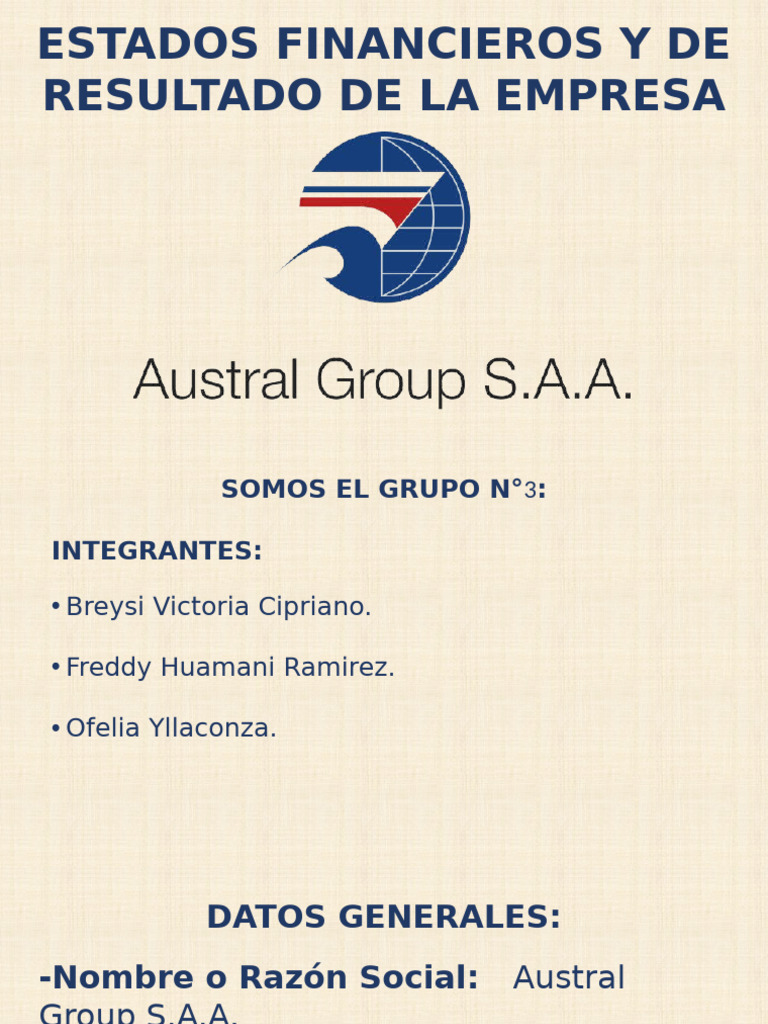Análisis Financiero de Austral Group S.A.A. | PDF | Economias ...