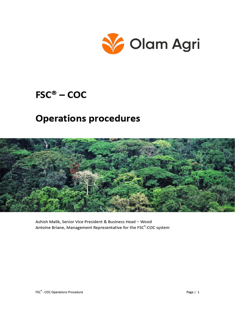 Olam Group FSC® COC Operations Guide | PDF | Forest Stewardship Council ...