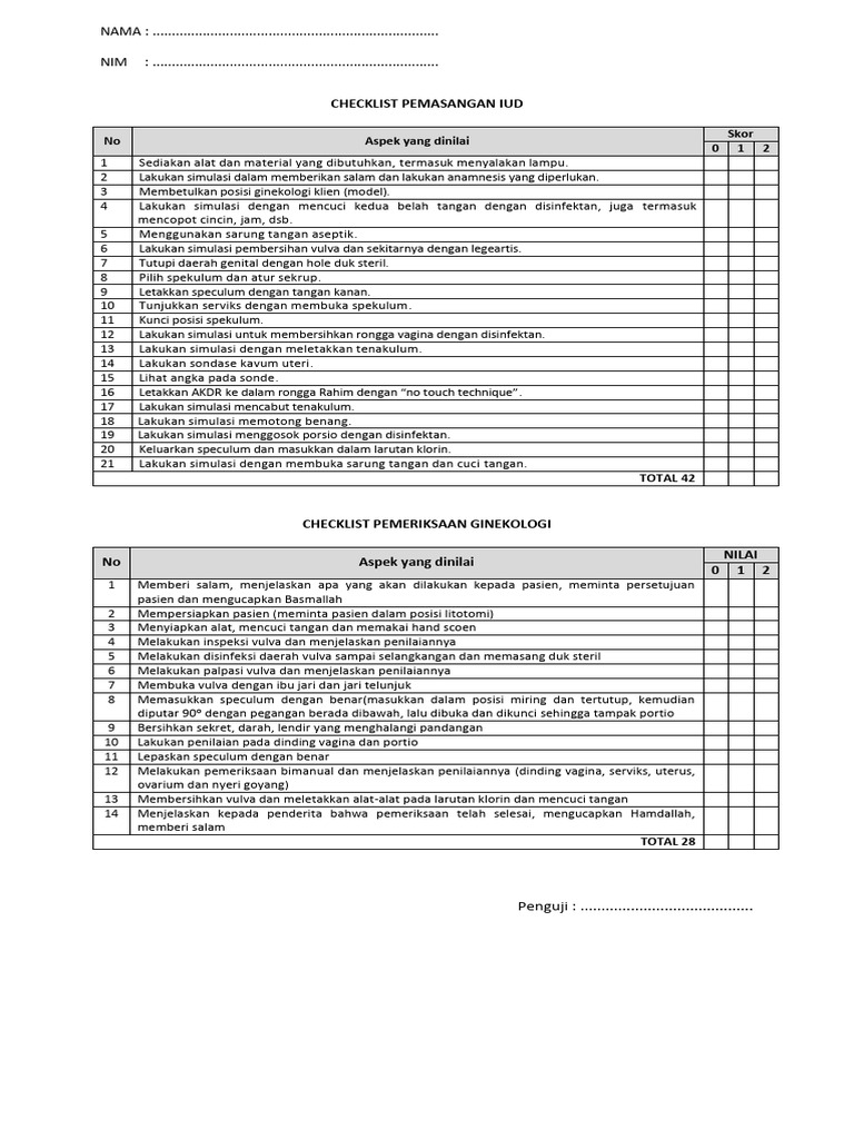 Checklist Prosedur Medis IUD dan Resusitasi | PDF