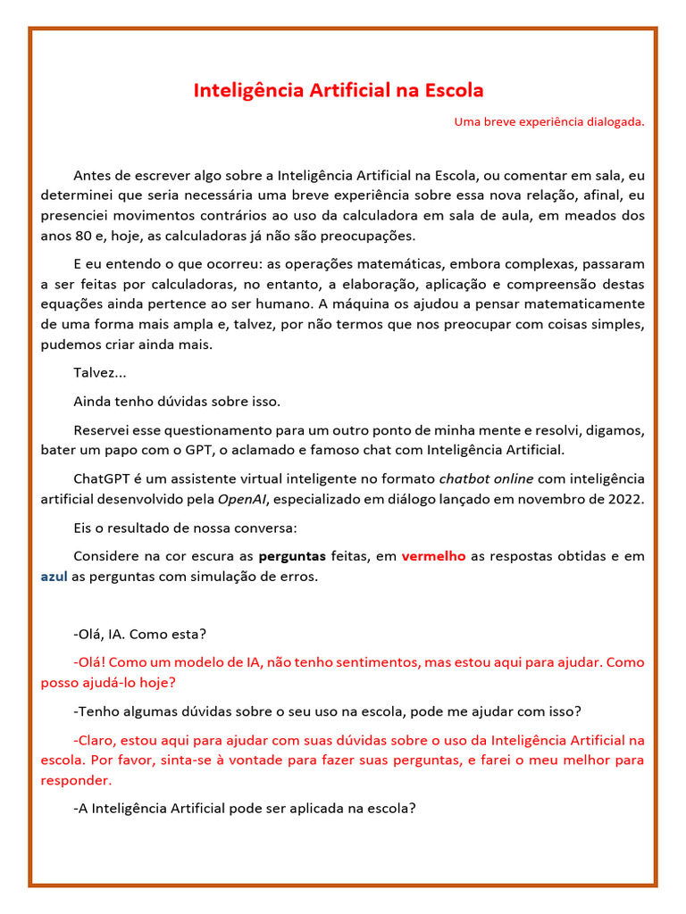 IA na Educação: Potenciais e Desafios | PDF | Inteligência artificial ...