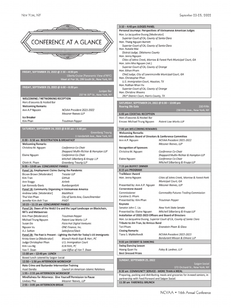 NCVAA Conference at-A-Glance Schedule | PDF