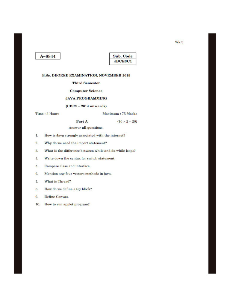 Java Previous Year Questions | PDF