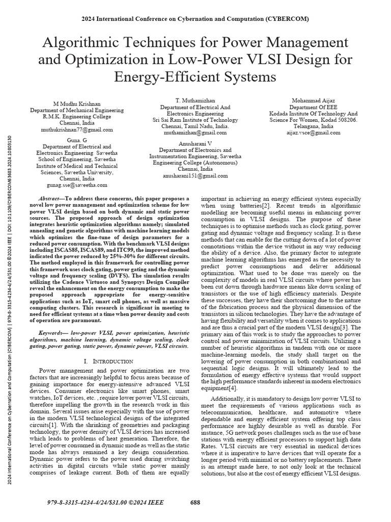 Power Management in Low-Power VLSI | PDF | Mathematical Optimization ...