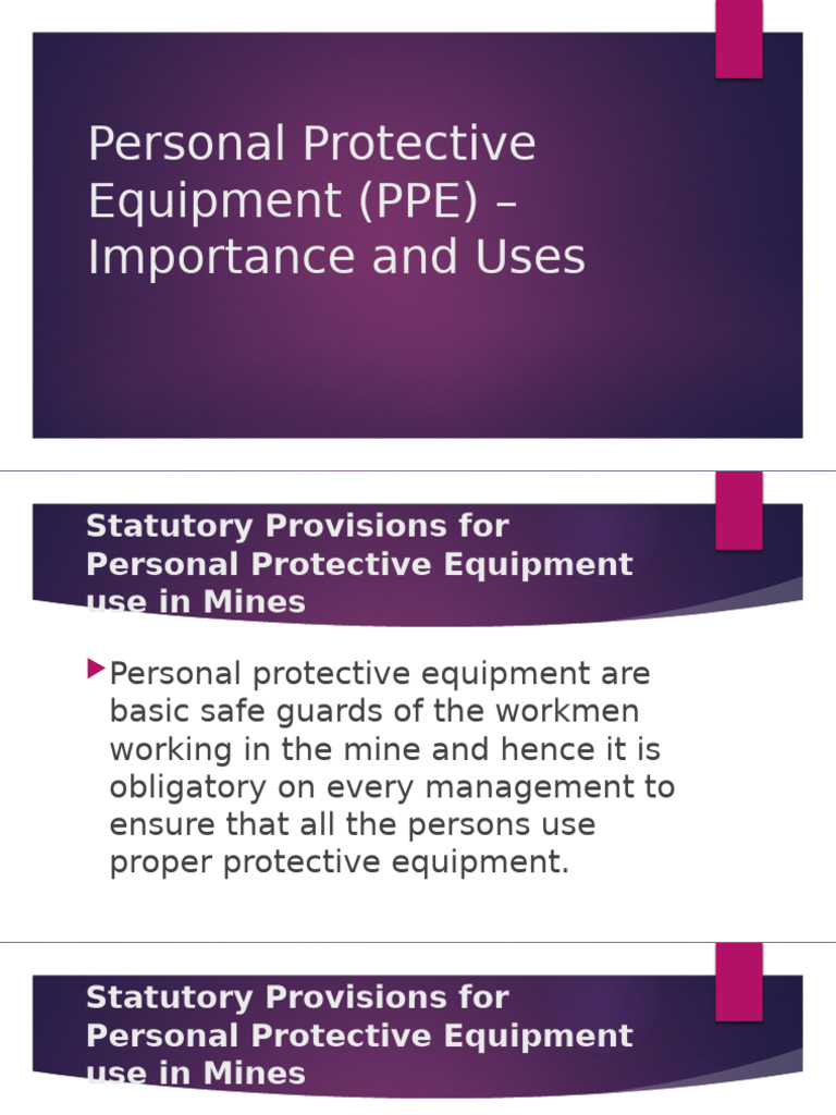 Personal Protective Equipment (PPE) - Importance and Uses | PDF ...