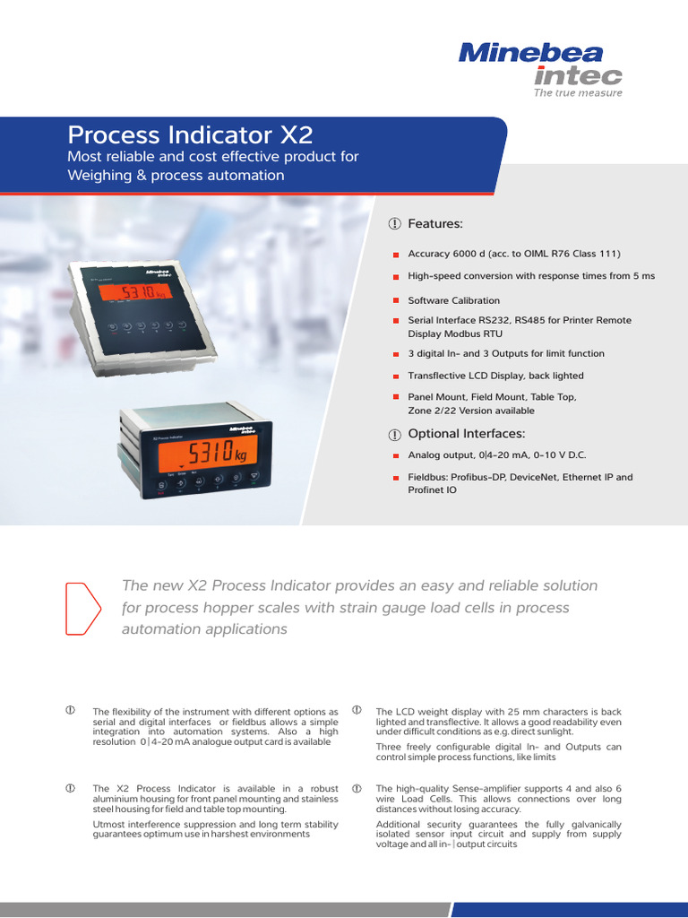 Minebea X2 Process Indicator Manual | PDF | Electricity | Electronics