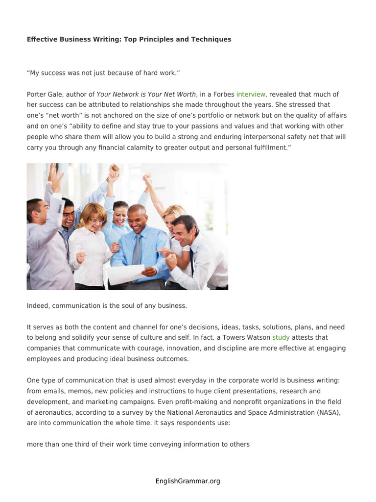 Effective Business Writing - Top Principles and Techniques | PDF ...